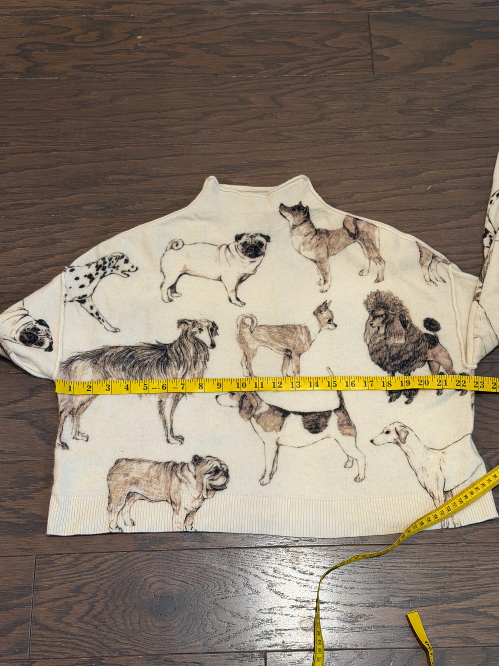 Anthropologie Alani Cashmere Mock-Neck Sweater Dogs Print Size Small - Picture 5 of 9